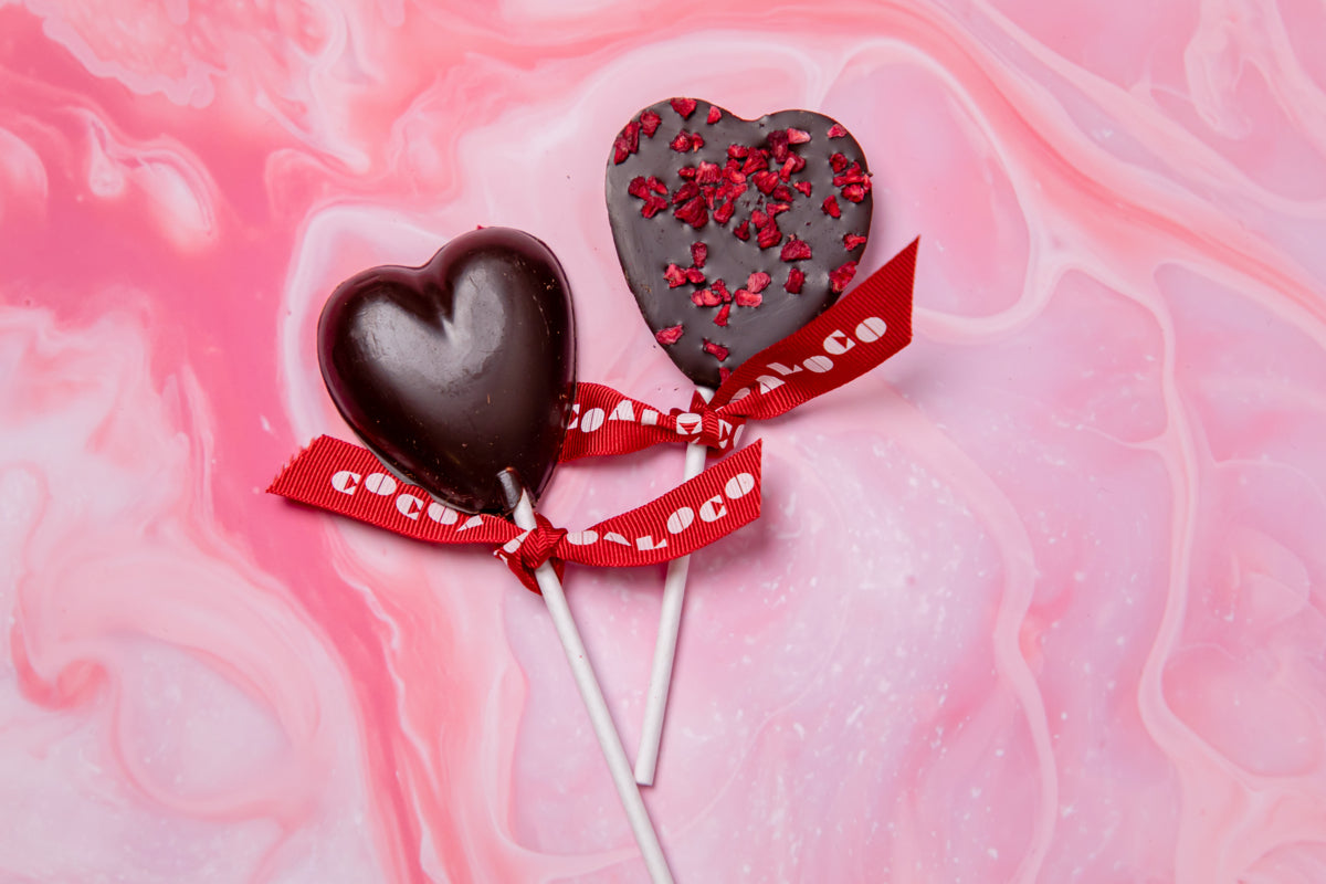 Dark Chocolate & Raspberry Heart Lolly – 18g